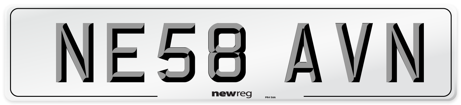 NE58 AVN Number Plate from New Reg